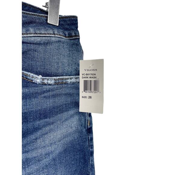Vigoss Marley Mid Rise Midi Length Denim Shorts Womens 26 New - Picture 2 of 8